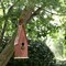 Rustic Brown Solid Wood and Iron Birdhouse with Metal Roof Hanging Ring